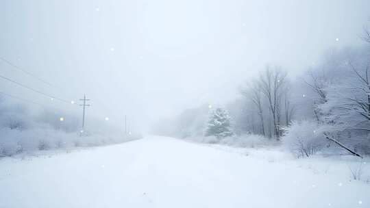 冬季白色雪地雪景风光4k舞台粒子活动背景