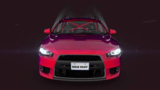 3D动画红色汽车高速行驶开场AE模板