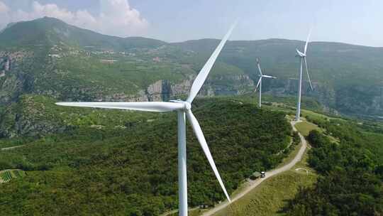 风能发电新能源山脉航拍风机视频素材模板下载