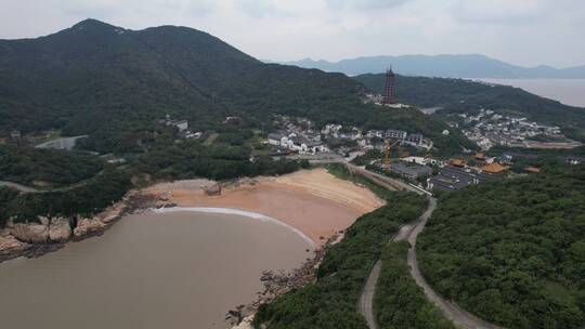 普浙江陀山宝陀禅寺建筑4K航拍视频