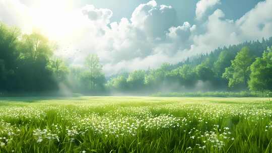 丁达尔梦幻森林唯美森林逆光云雾森林