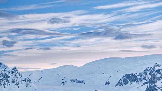 南极冰川冰山山延时飞行天线