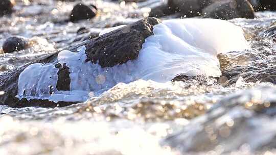 冰融 冬天 初春 水面 河流 冰雪融化 自然