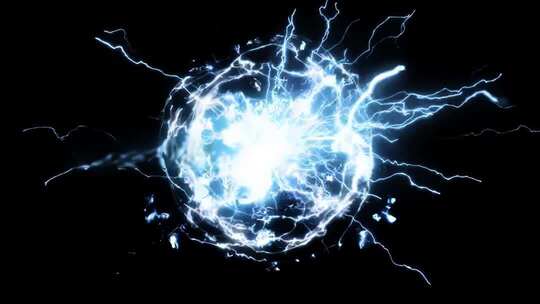 蓝色闪电能量球特效