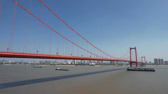 湖北武汉鹦鹉洲长江大桥航拍视频素材模板下载