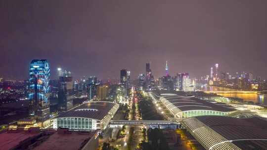 广州城市夜景交通夜景航拍延时4K