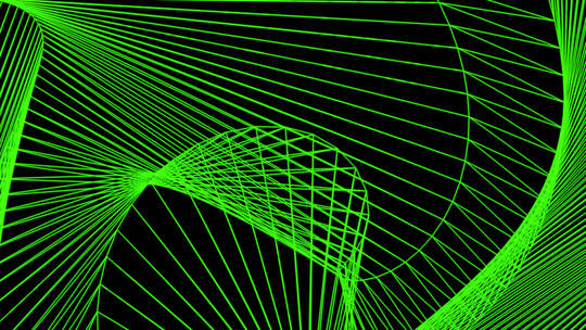 带通道 绿色几何线条 变换网格