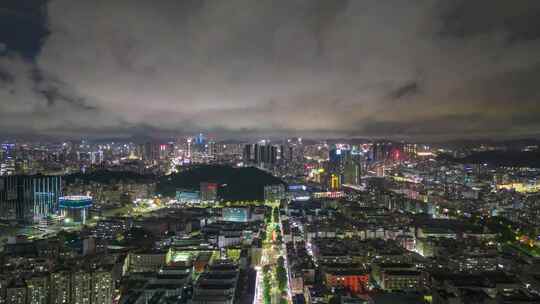 深圳城市大景夜景灯光航拍延时