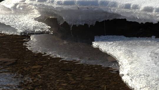 冰雪消融春天来了流水潺潺视频素材模板下载