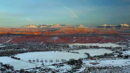 犹他州，山谷，地平线，雪地