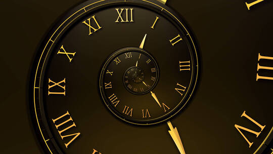金色高端现代钟表时间旋转背景视频