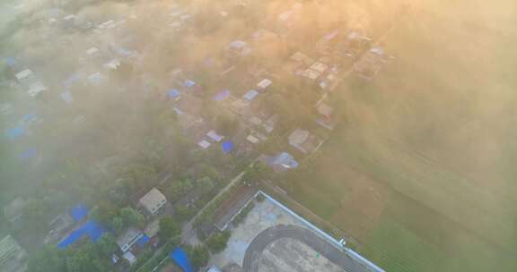 中国河南平原平流雾HDR航拍