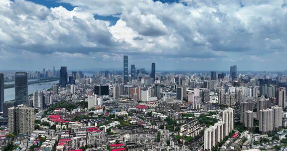 长沙城市蓝天白云大景