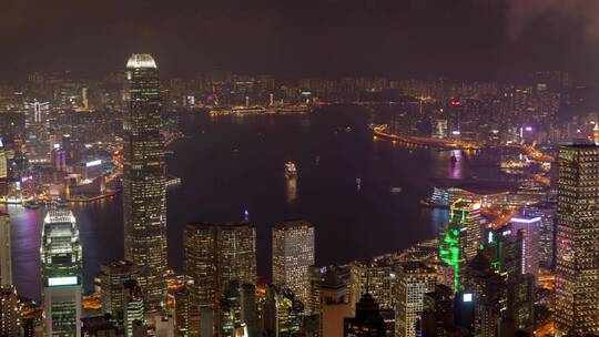 香港海港夜间航拍