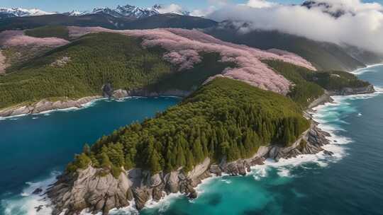 山海森林樱花鸟瞰全景