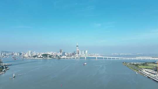 澳门航拍澳门塔西湾大桥澳门城市建筑风光视频素材模板下载