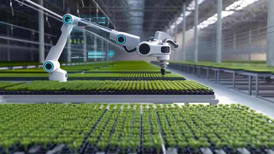 温室大棚内机械臂作业画面