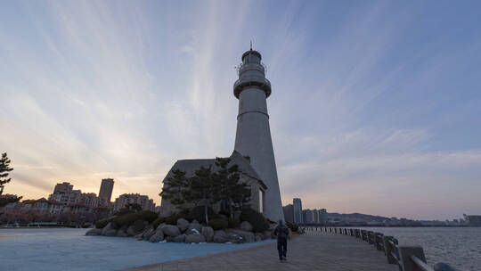 悦海公园灯塔日转夜延时