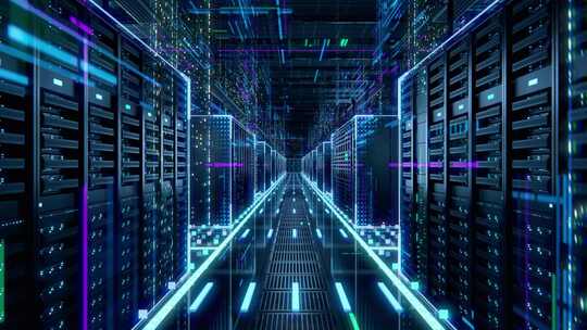 科技感服务器机房内部