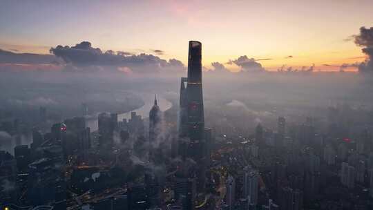 上海 陆家嘴 日出 云海 城市发展 北上广视频素材模板下载