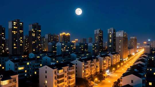 万家灯火过年小区团圆团聚居民楼春节夜晚