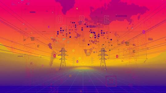 干净简约电力线路开通能源动态分布世界地图工程介绍