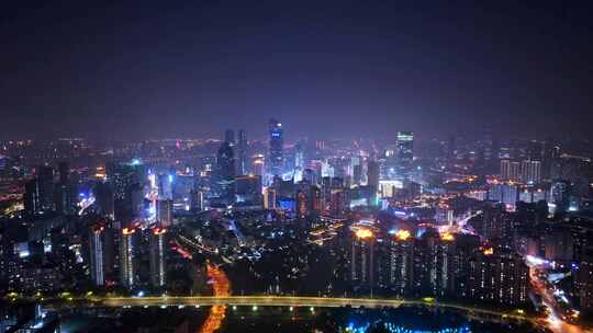 江苏无锡城市夜景航拍