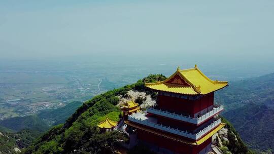 航拍五台山风景旅游景区寺庙视频素材模板下载