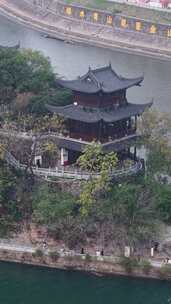 竖版航拍衡阳石鼓书院4A景区