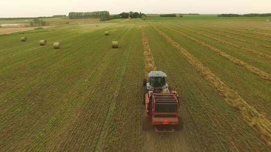 4K收割机农田小麦田稻田灌溉农业视频素材模板下载