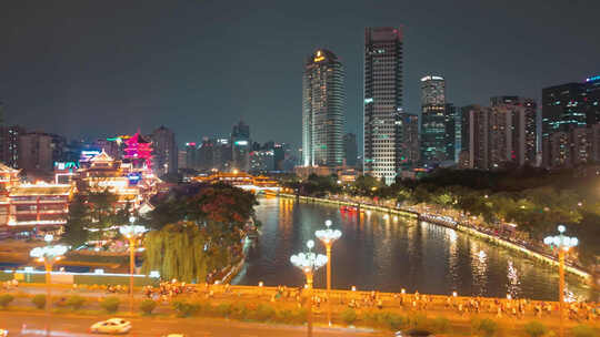 成都九眼桥夜晚夜景航拍