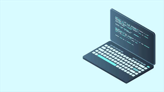 等距笔记本电脑动画。3d等距笔记本电脑。