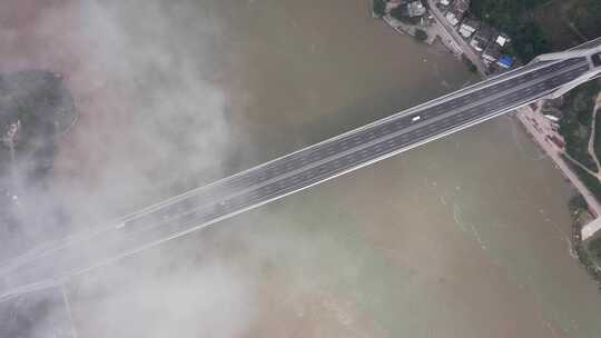 福州长门特大桥航拍俯视拉升右环绕