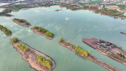 航拍扬州北湖湿地公园天空之境