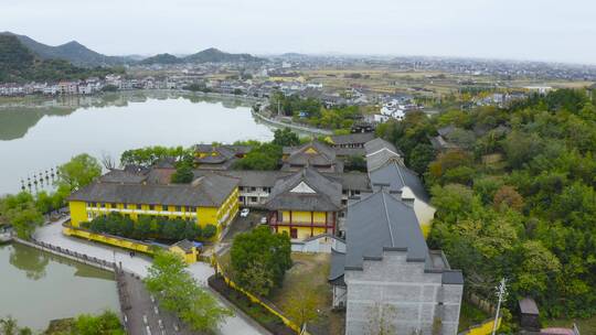 浙江宁波慈溪鹤鸣古镇金仙寺航拍