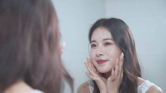 美女洗面奶洗脸实拍