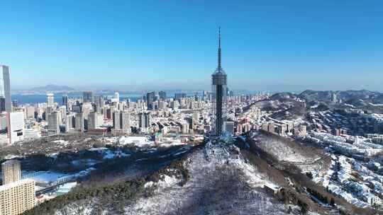 城市雪景 冬天 城市雪景航拍视频素材模板下载