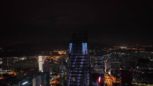 深圳市福田区夜景楼群航拍4K