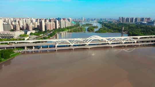 航拍西安广运桥