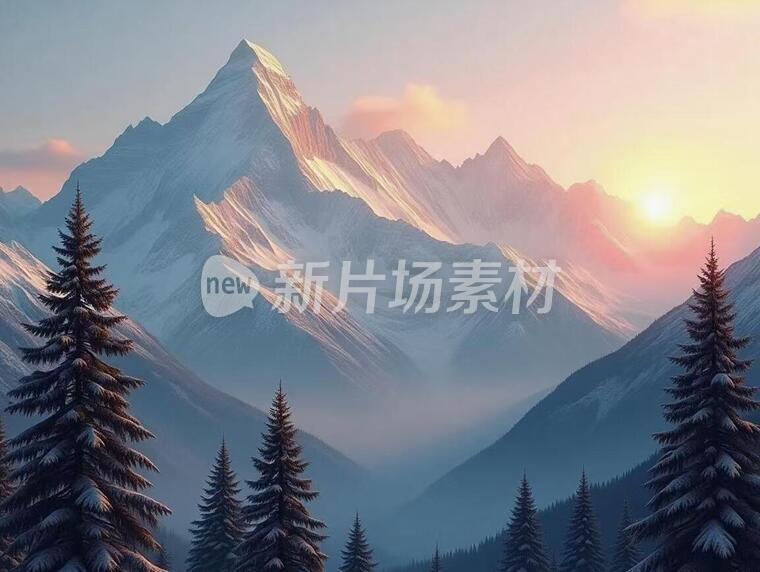 一张有雪山有树的图片2