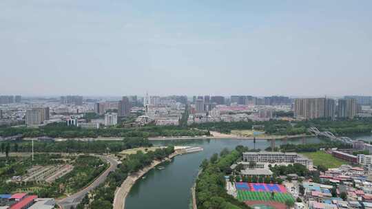 航拍河南漯河沙澧河风景区