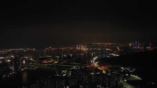 珠海航拍城市夜晚珠海夜景晚上城市建筑风光