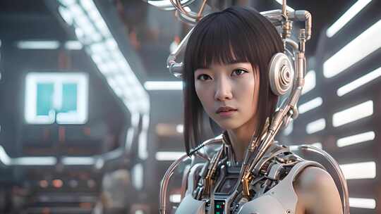 科幻AI美女智慧机器人