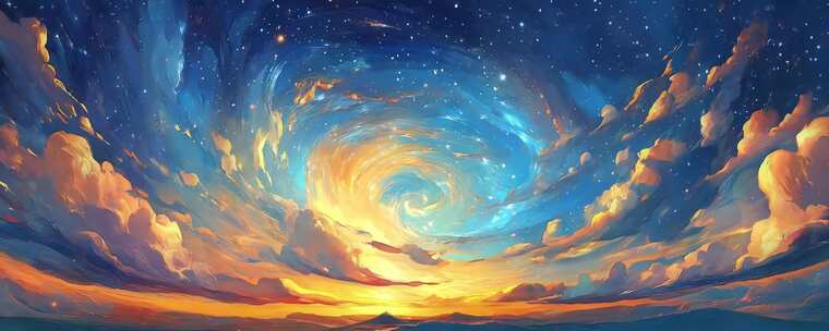 梦幻星空云海背景素材