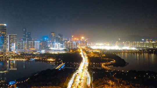 深圳市后海深圳湾人才公园后海大桥夜景