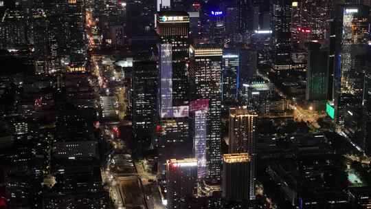 深圳南山区CBD高楼大厦夜景航拍