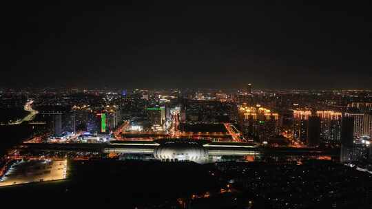 4K航拍江苏苏州昆山城市夜景