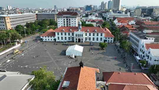 印尼雅加达老城法塔西拉广场航拍建筑风光