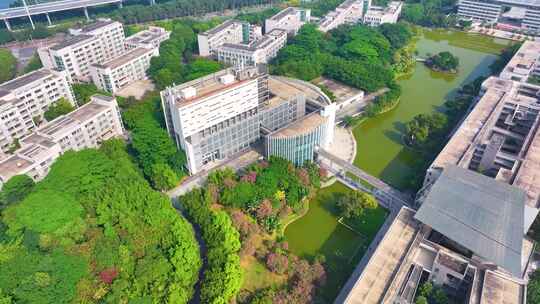 广东药科大学广州校区航拍大学城校园风景风