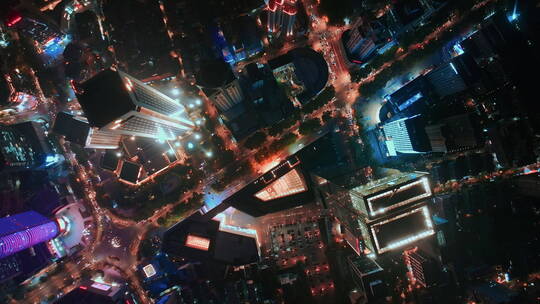 南京新街口城市航拍黑金赛博朋克未来科技感